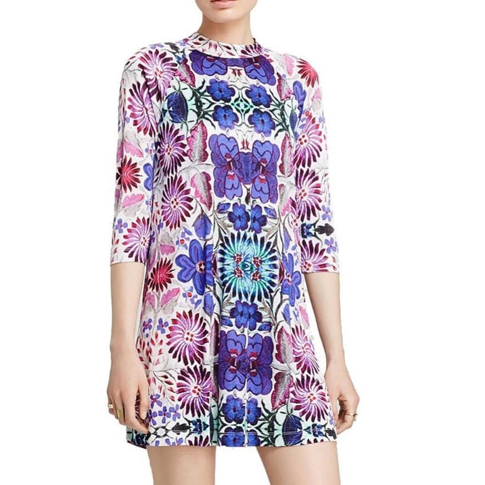 Free People Floral Mini Dress in Purple and Pink
